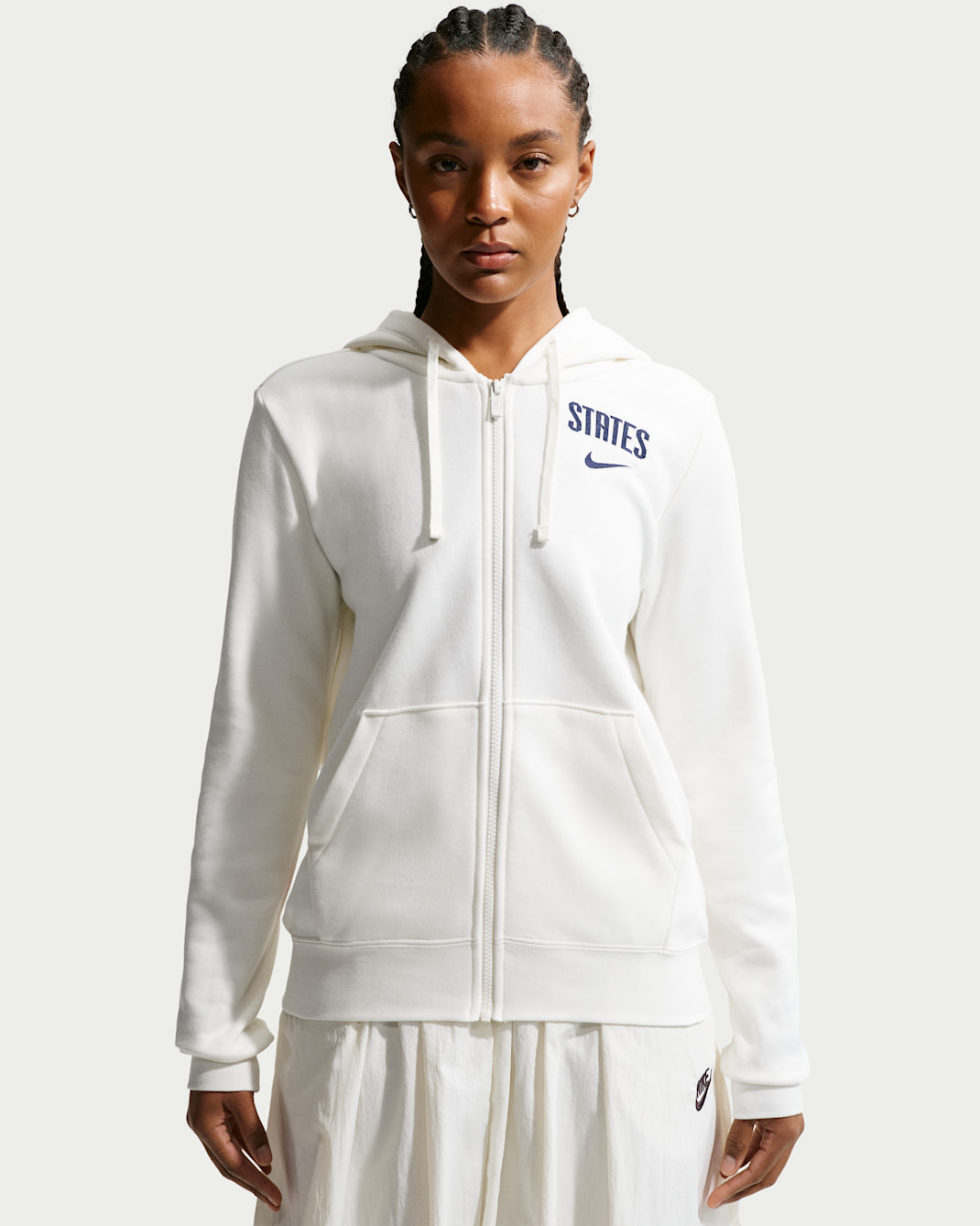 USMNT Club Fleece Women's Nike Soccer Full-Zip Hoodie - Sail/Midnight Navy