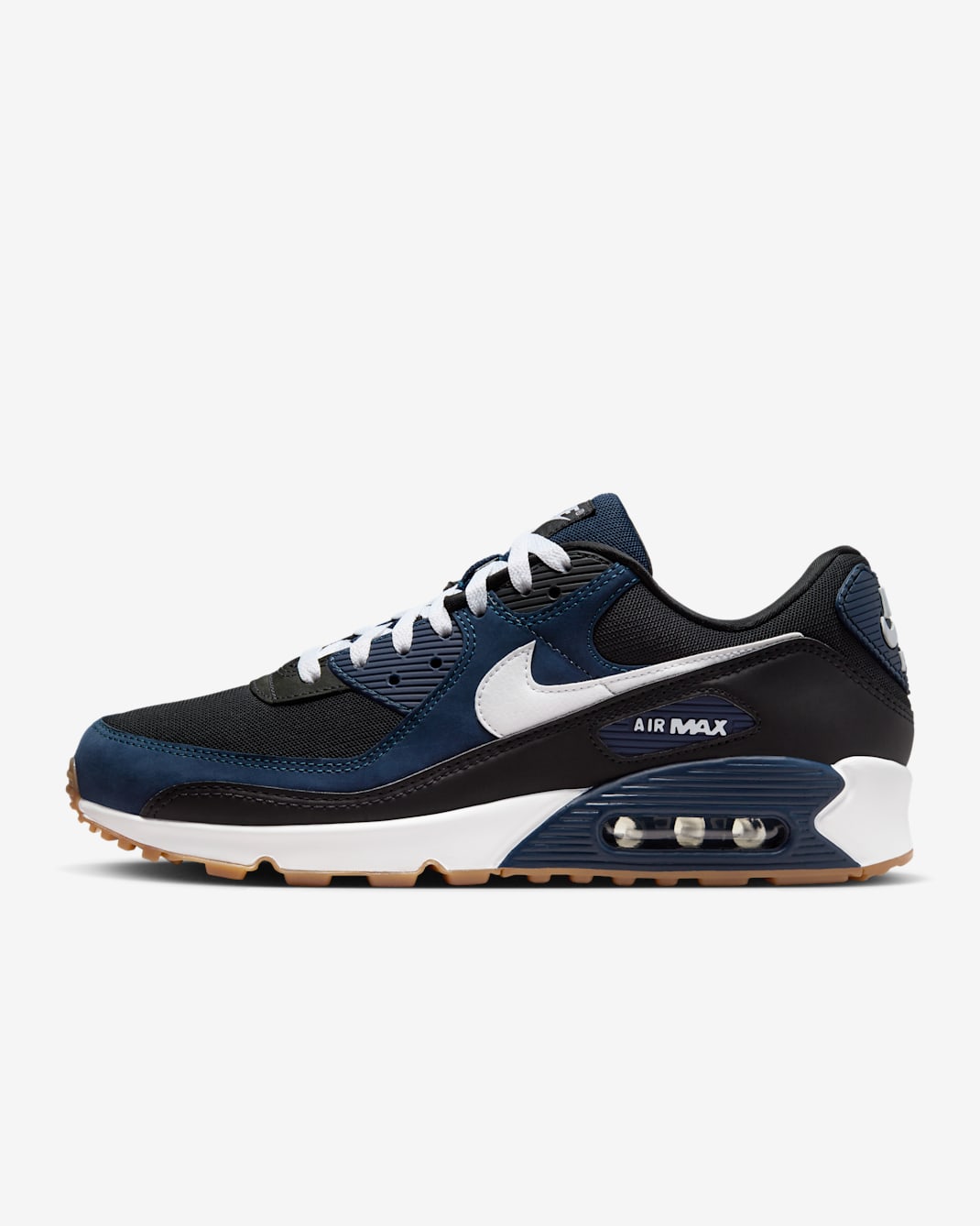 Nike Air Max 90 Men's Shoes - Midnight Navy/Black/Gum Medium Brown/White