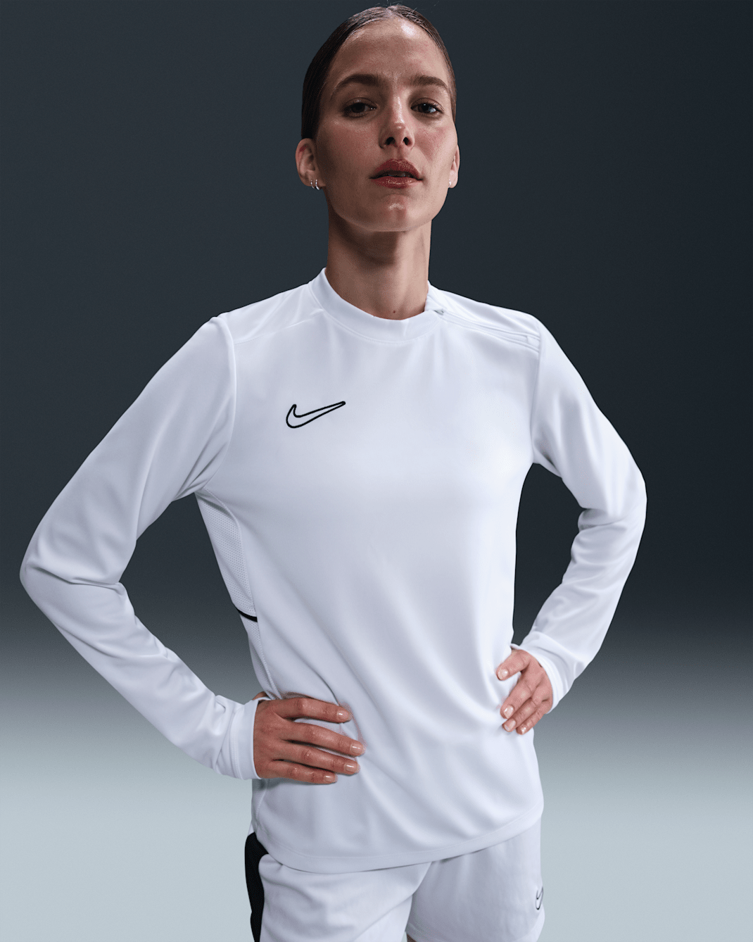Nike Academy Women's Dri-FIT Crew-Neck Long-Sleeve Soccer Top - White/White/Black/Black