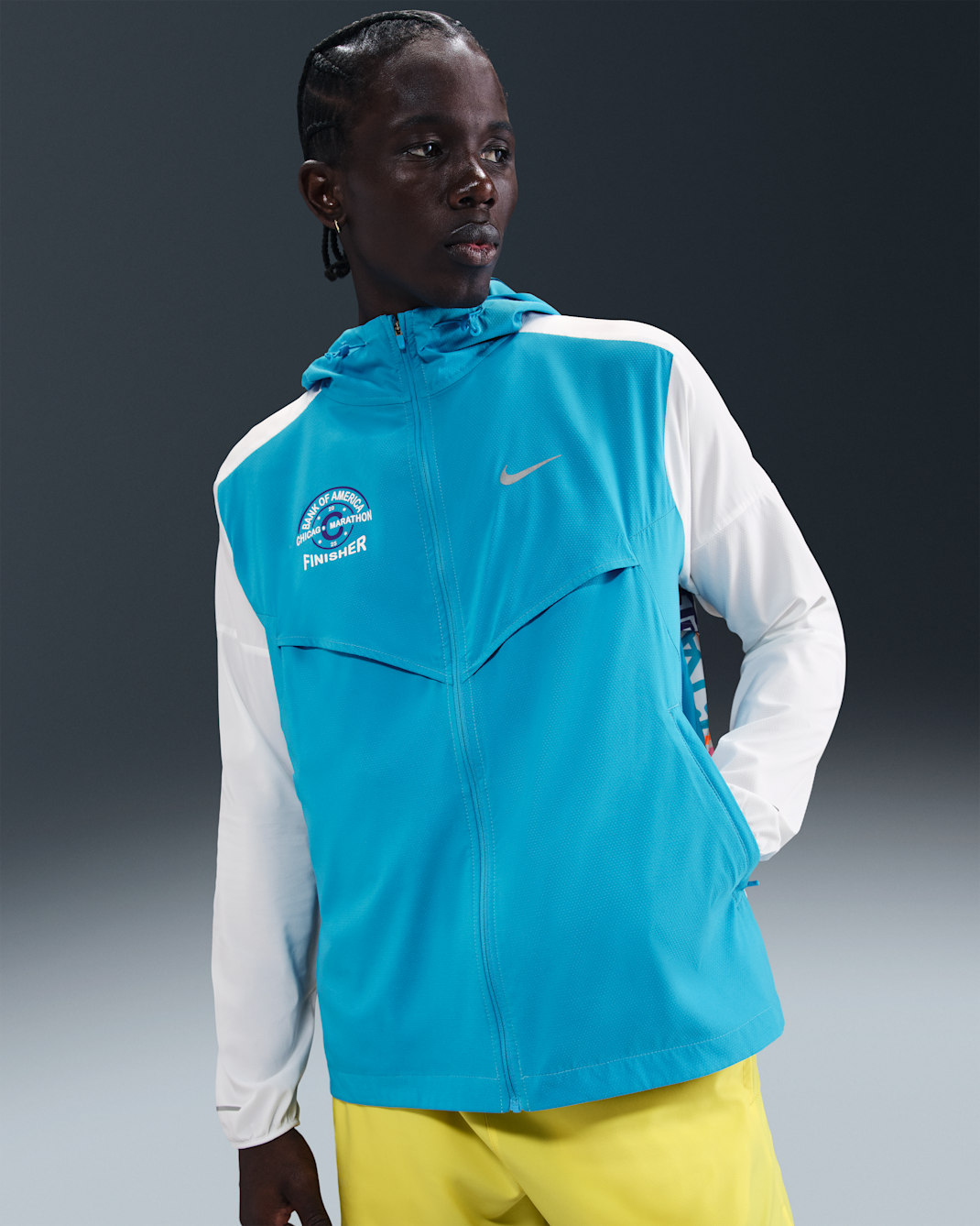 Nike Impossibly Light Men's Hooded Running Jacket - Light Current Blue/White/Deep Night/White