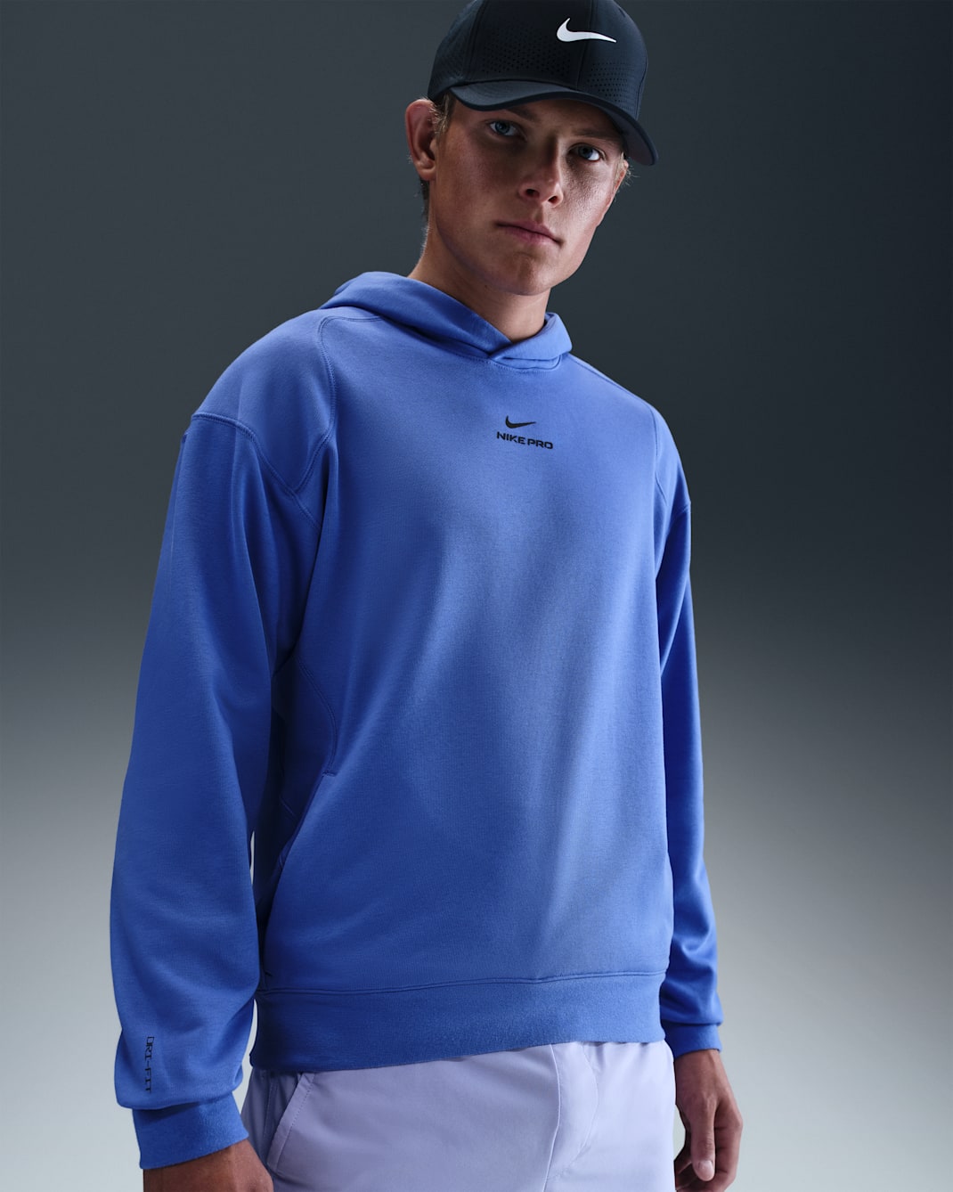 Nike Pro Men's Dri-FIT Mid Layer Training Hoodie - Comet Blue/Black