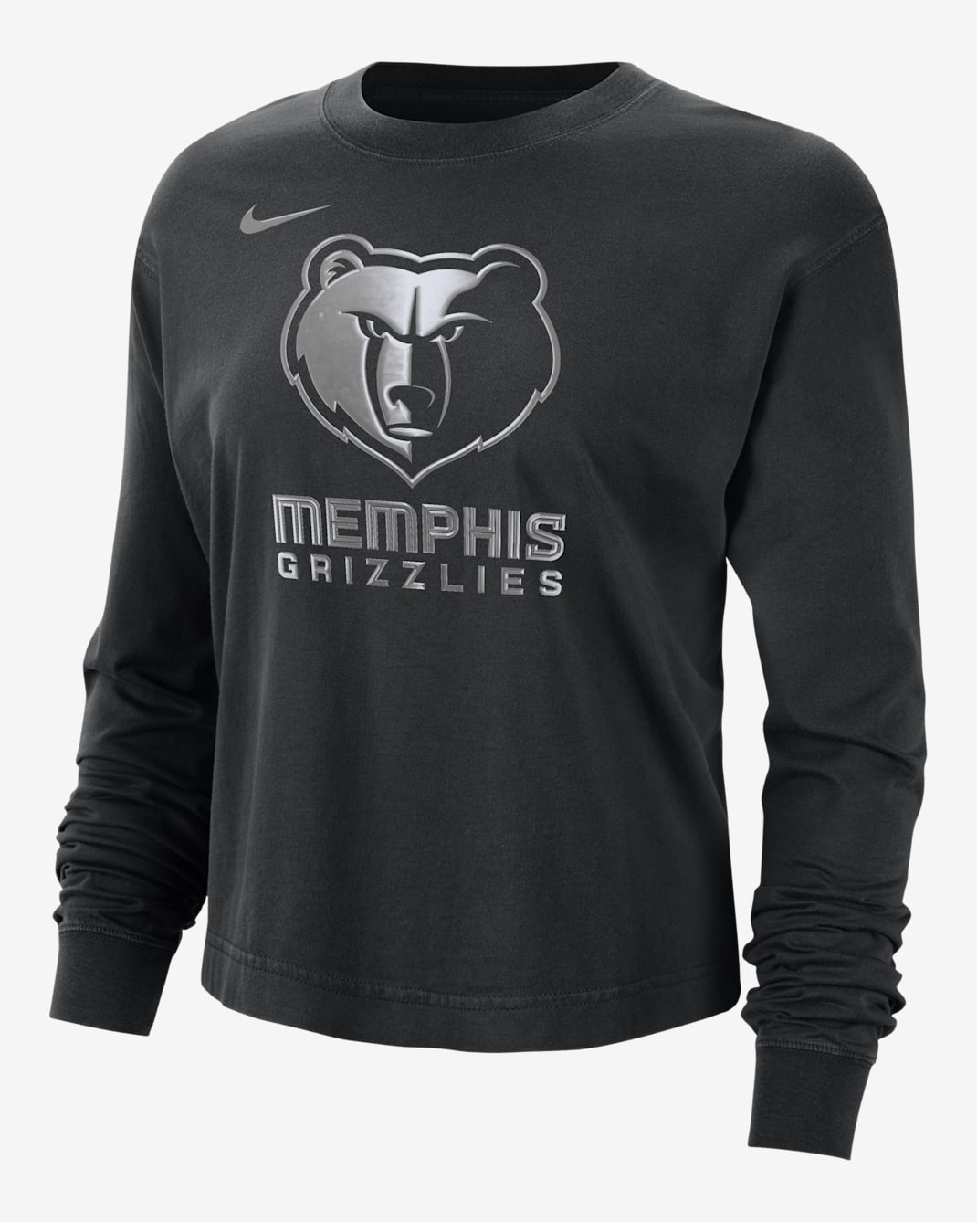 Memphis Grizzlies Courtside Women's Nike NBA Shine Boxy Long-Sleeve T-Shirt - Black