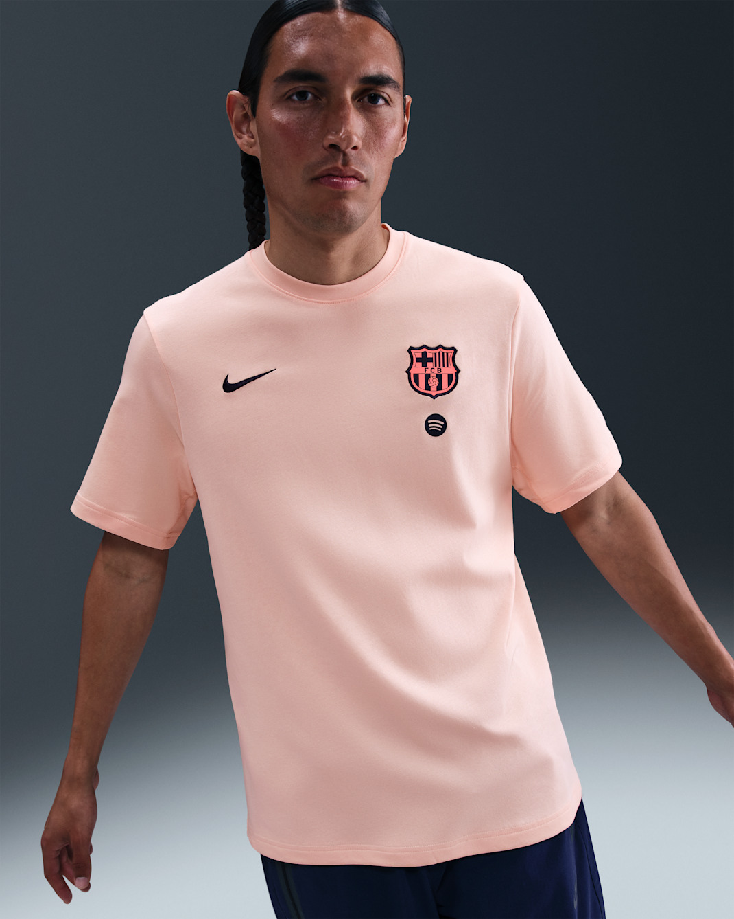 F.C. Barcelona Primary Third Men's Nike Dri-FIT Total 90 Football Short-Sleeve Top - Washed Coral/Washed Coral/Midnight Navy