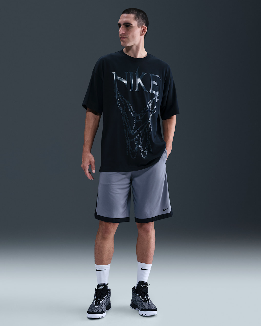 Shorts de básquetbol Dri-FIT de 28 cm para hombre Nike DNA Academy - Gris azulado/Negro/Negro