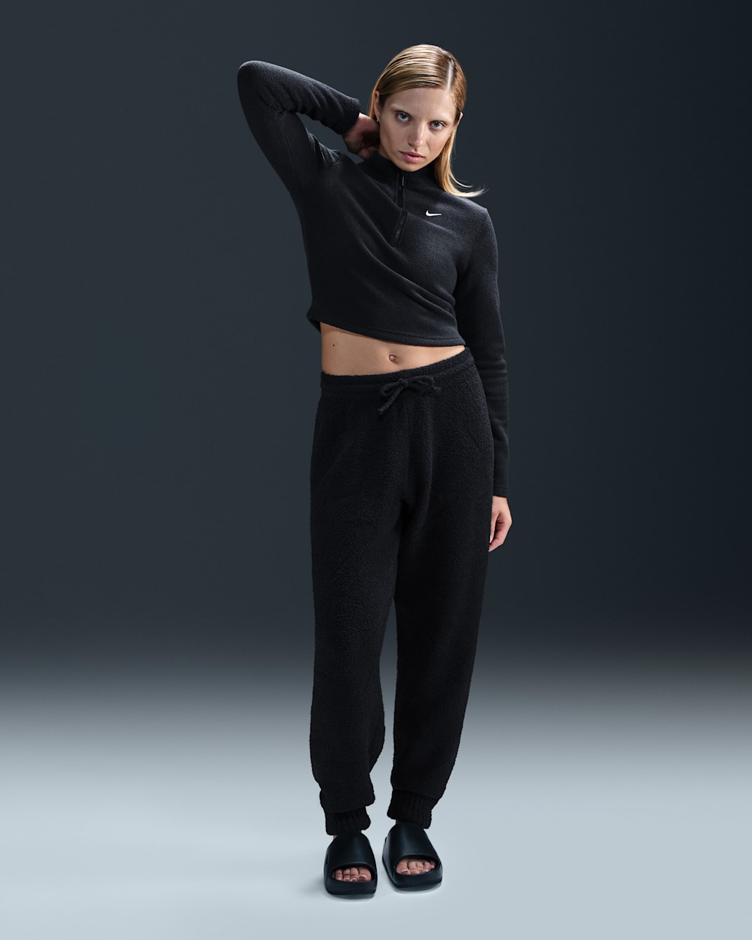 Nike Sportswear Phoenix Cozy Bouclé Women's High-Waisted Oversized Knit Pants - Black