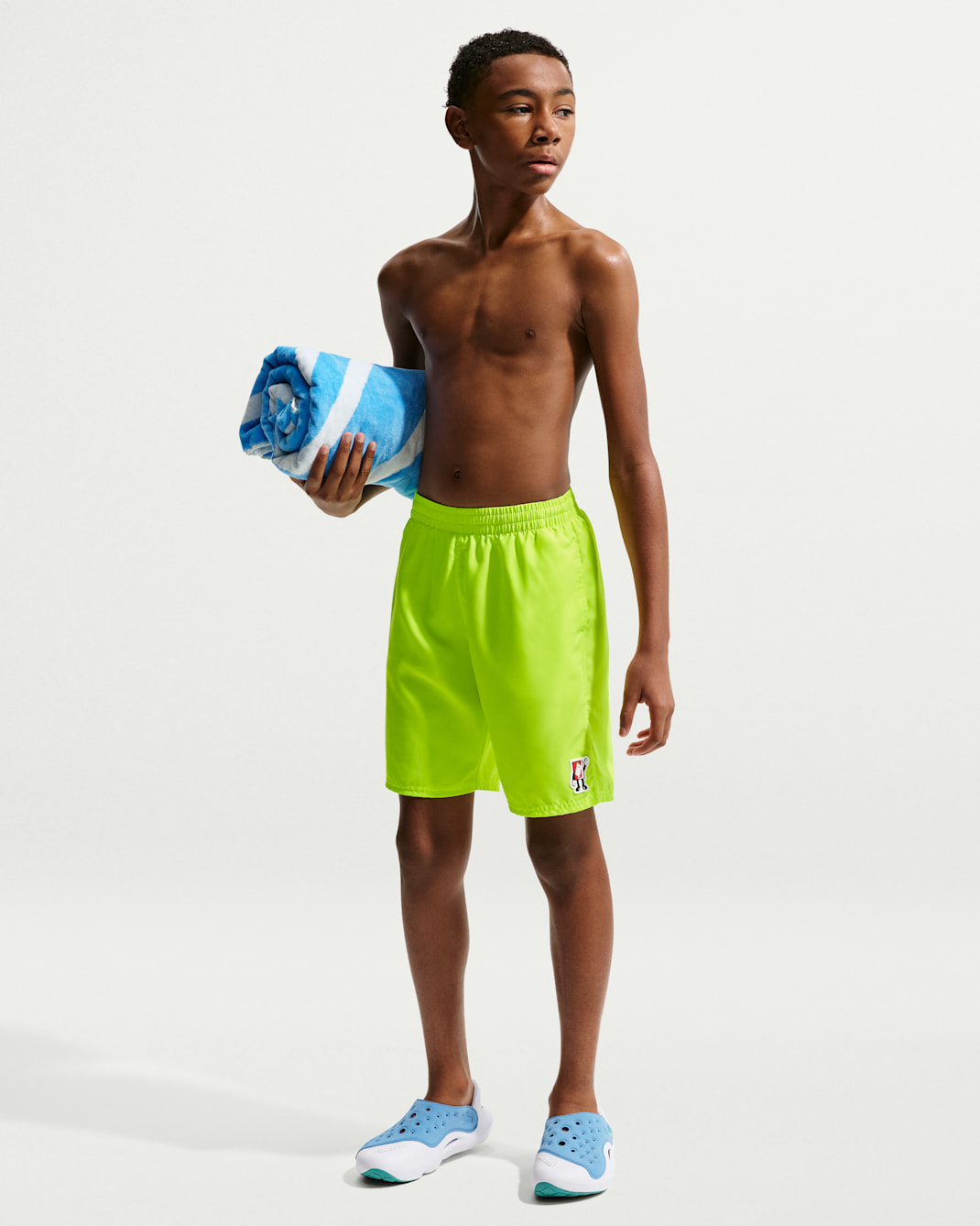 나이키 스윔 브레이커 주니어(남아) 7인치 브리프 라인드 발리 쇼츠 - 볼트/볼트/유니버시티 레드/화이트