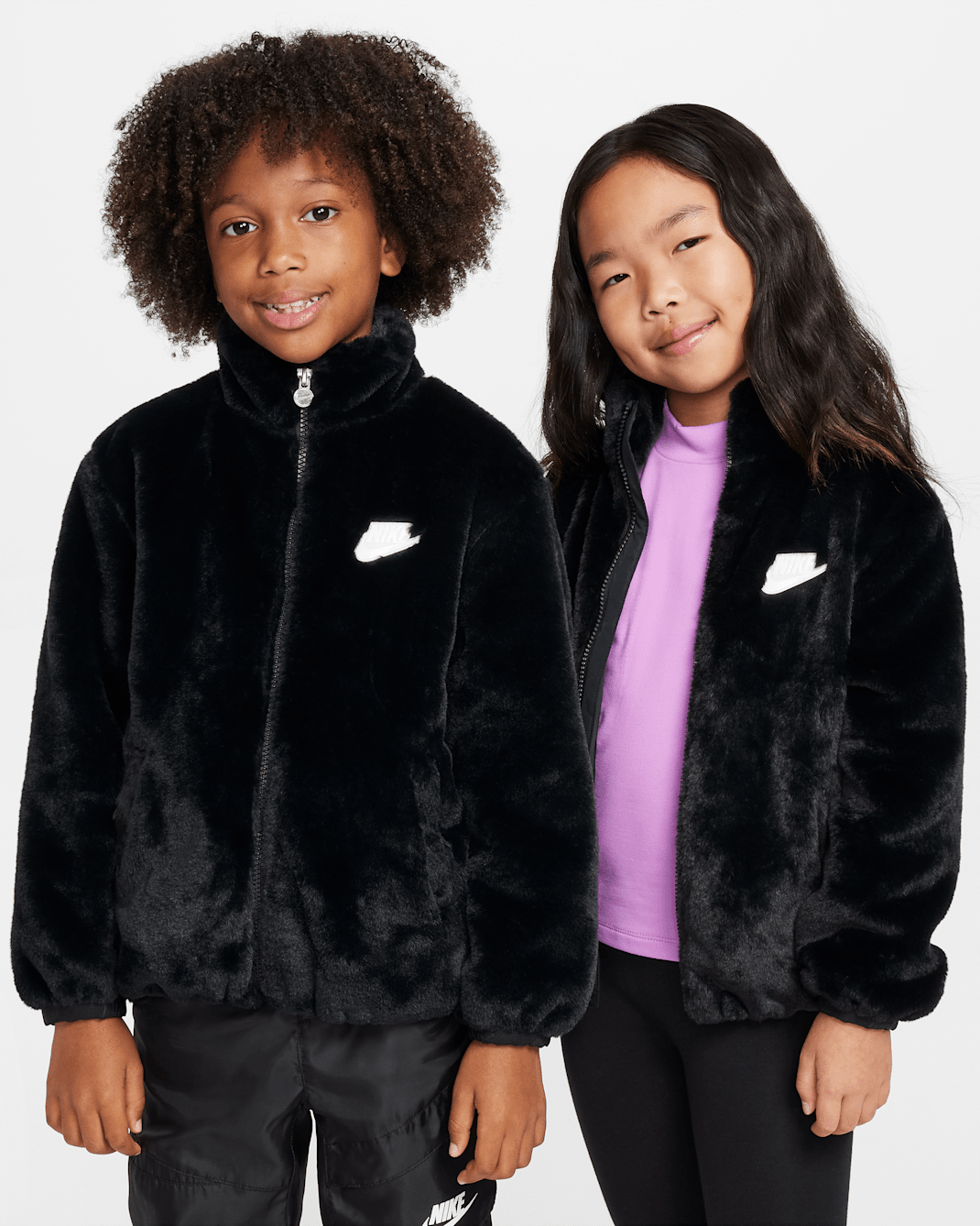 ナイキ リトルキッズ フェイク ファー ジャケット - ブラック