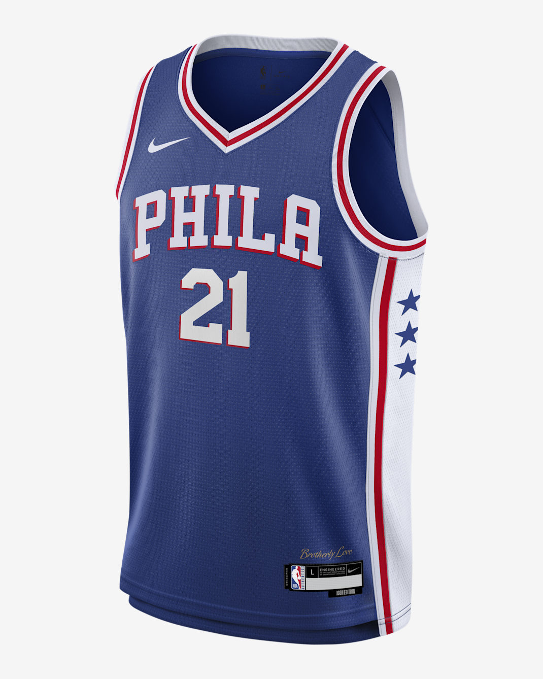 Jersey Nike de la NBA Swingman para niños talla grande Joel Embiid Philadelphia 76ers 2023/24 Icon Edition - Azul enérgico