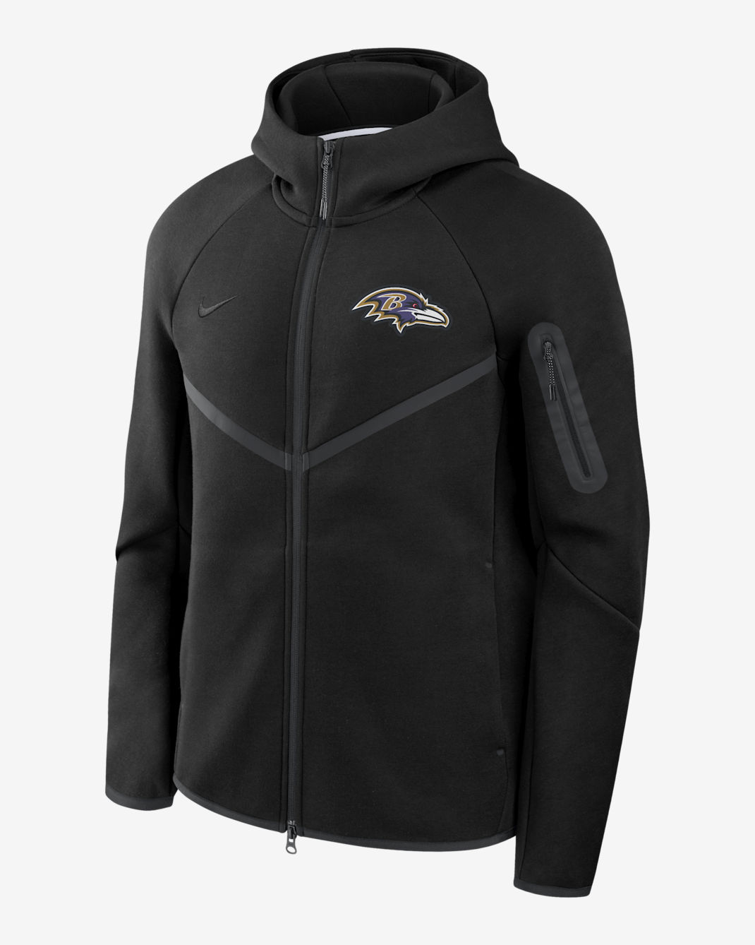 Baltimore Ravens Tech Fleece Windrunner Men's Nike NFL Full-Zip Hooded Jacket - Black/Black