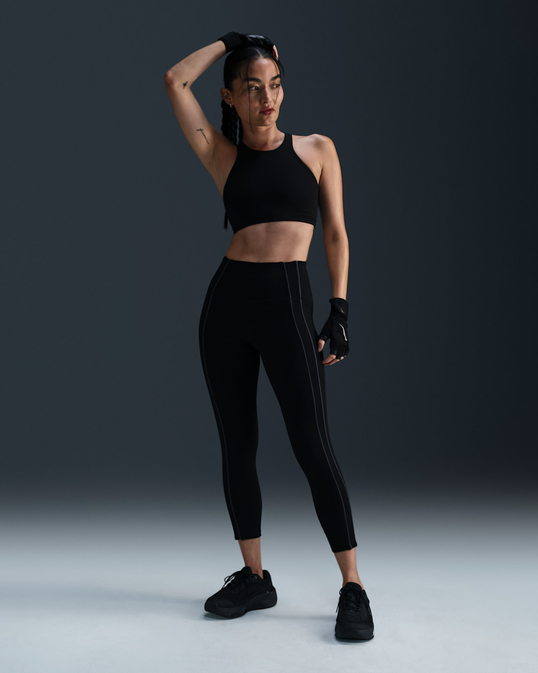 나이키 원 여성 하이웨이스트 7/8 레깅스 - 블랙/아이언 그레이/아이언 그레이/블랙