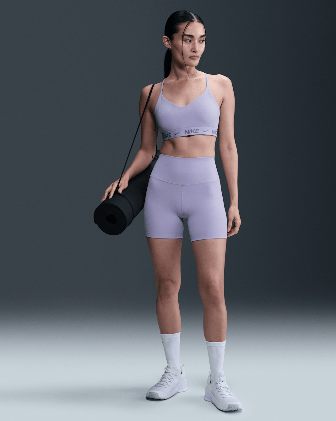 Nike One Women's High-Waisted 5" Biker Shorts - Lilac Ice/Black