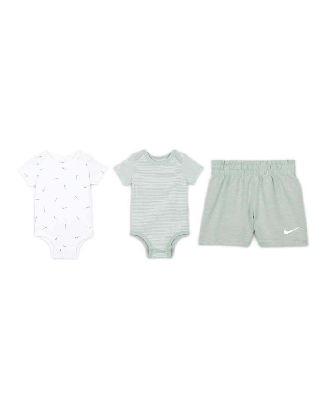 Nike Essentials Baby (0-9M) 3-Piece Striped Swooshfetti Set - Mica Green