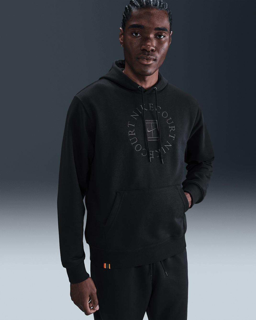 NikeCourt Heritage Dri-FIT tennishettegenser i frotté til herre - Svart/Anthracite