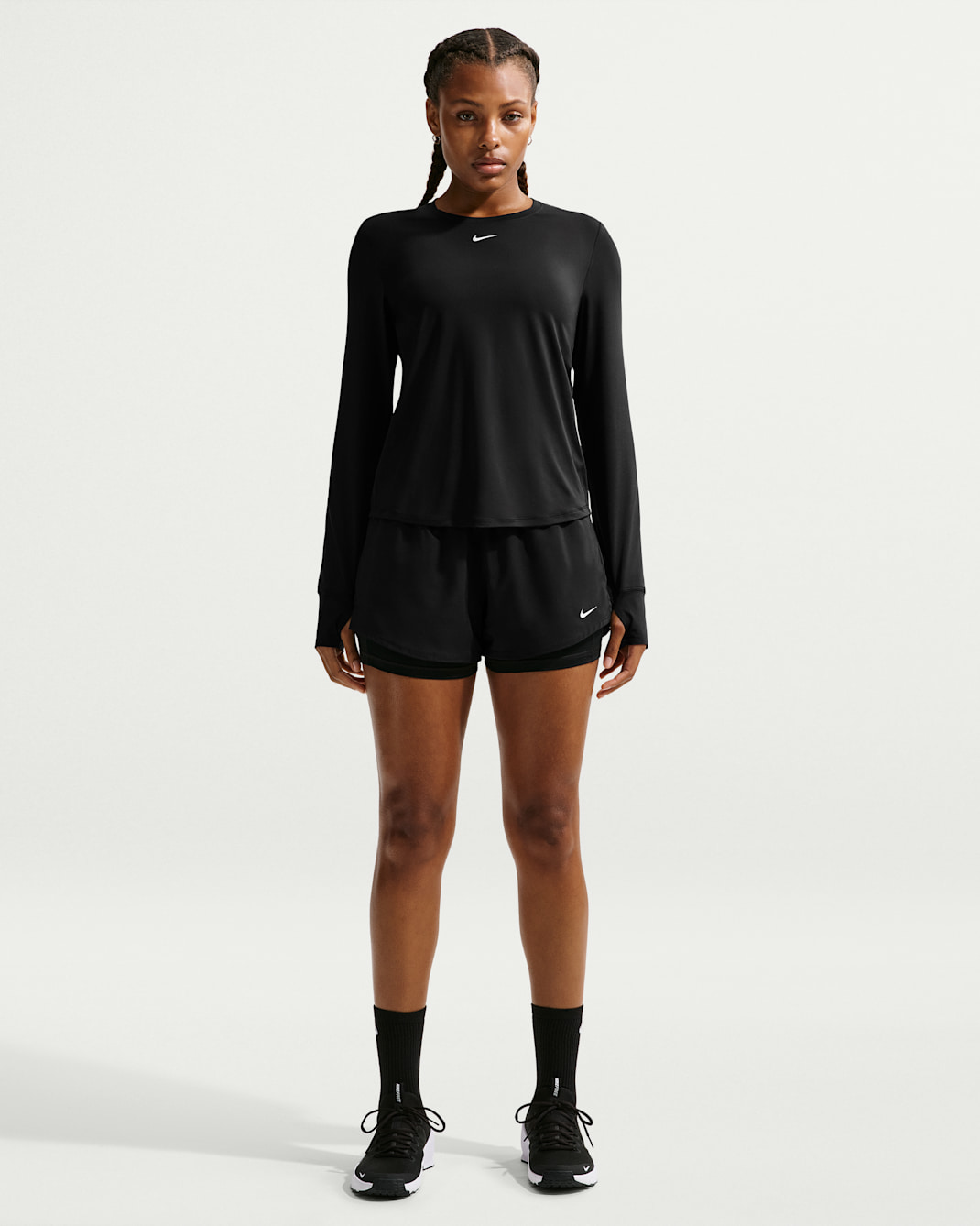 Nike One Women's Dri-FIT Mid-Rise 8cm (approx.) 2-in-1 Shorts - Black/White