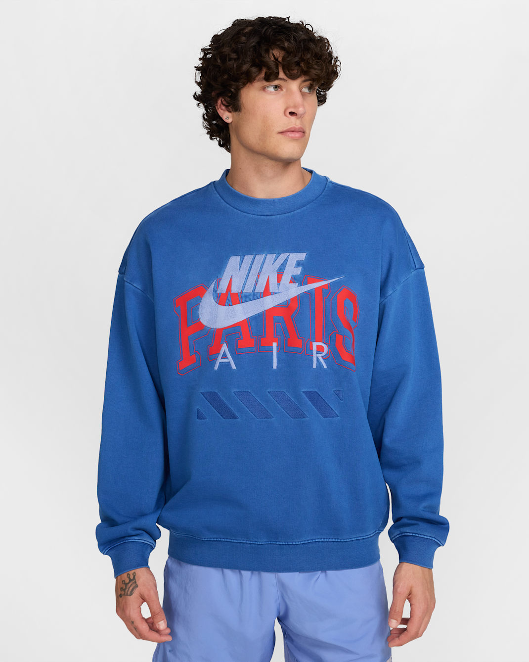 Nike Air "Paris" Men's Fleece Crew - Game Royal/White/University Red