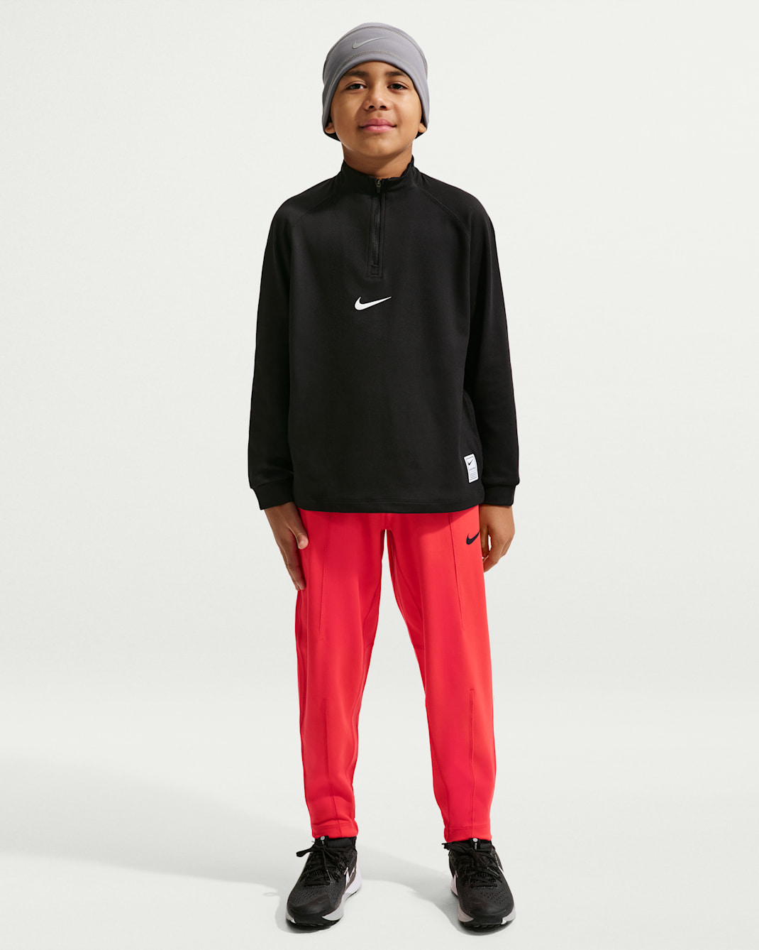Nike Pro Big Kids' (Boys') Dri-FIT Fleece Pants - Light Crimson/White/Black