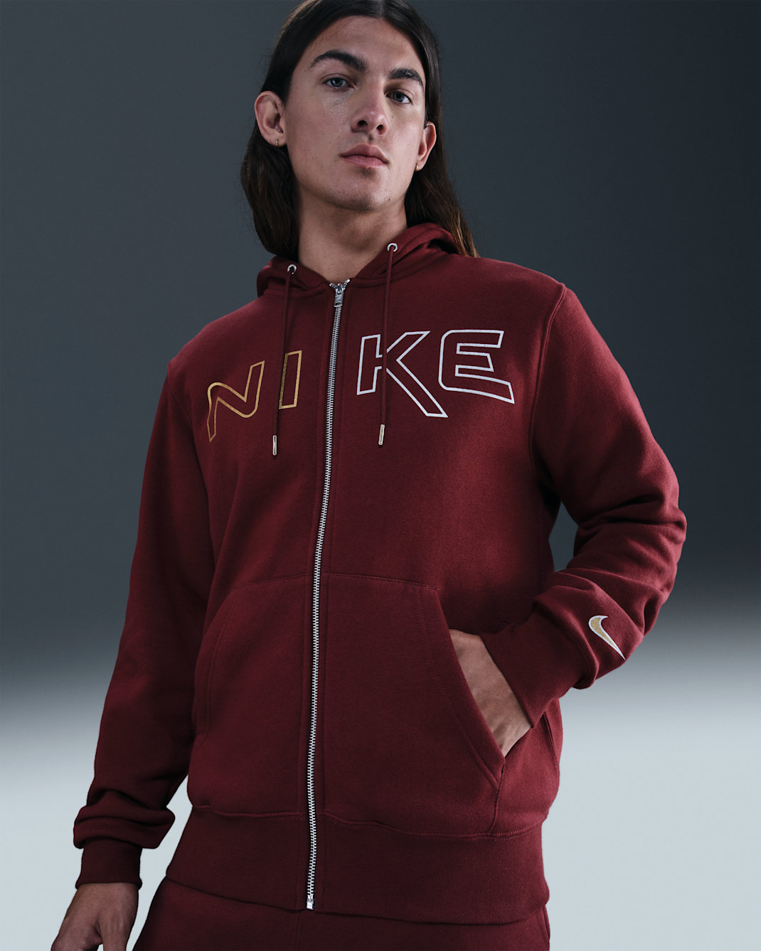 Nike Sportswear Club Men's Full-Zip Fleece Hoodie - Dark Team Red