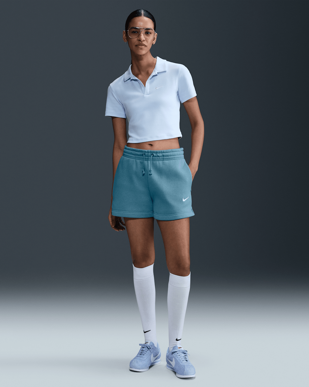 Nike Sportswear Phoenix Fleece Women's Mid-Rise 4" Shorts - Smokey Blue/Sail