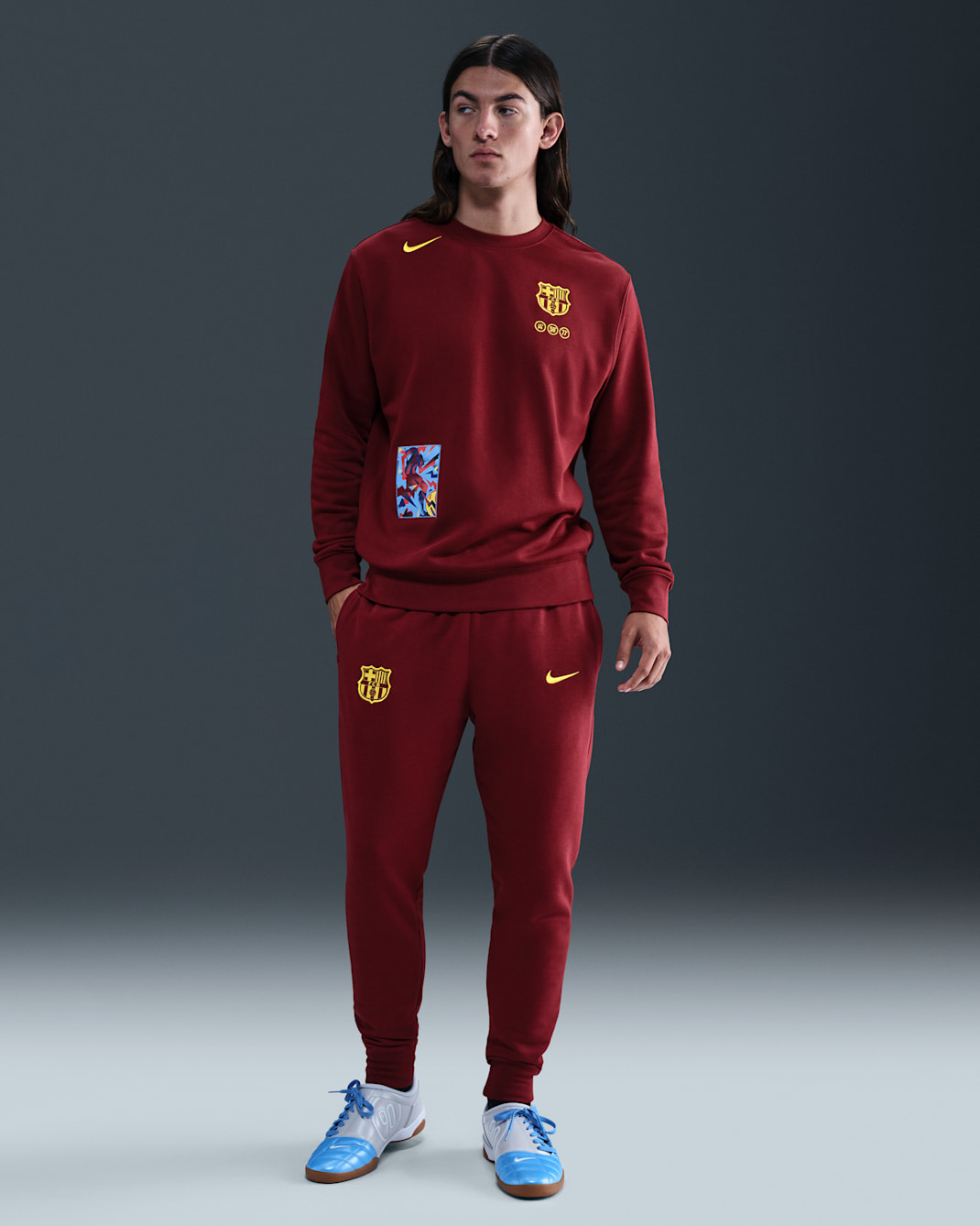 FC Barcelona Club Fourth Men's Nike Football Joggers - Team Red/Opti Yellow