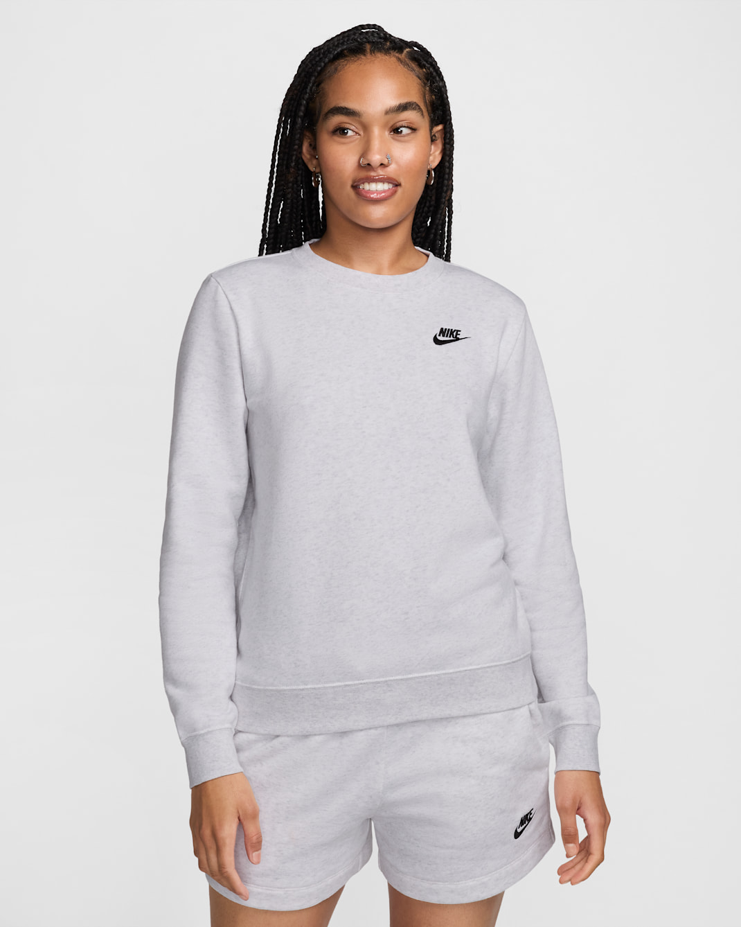 Nike Sportswear Club Fleece Women's Crew-Neck Sweatshirt - Birch Heather/Black