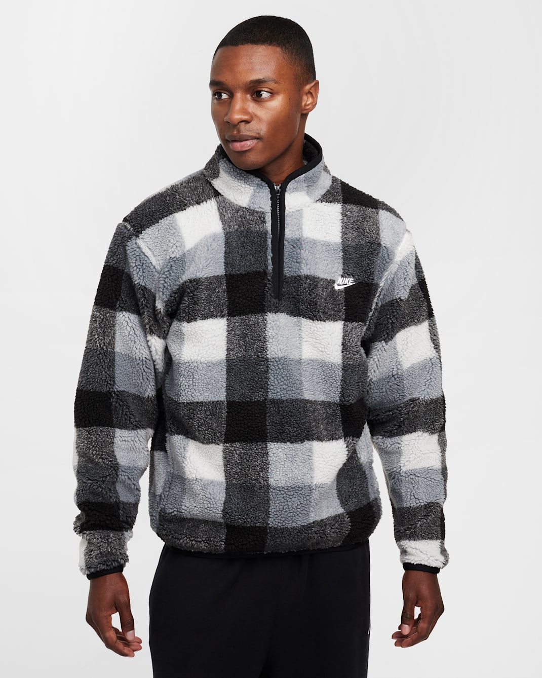 Nike Club Men's Winterized Half-Zip - Black/White/Smoke Grey/White