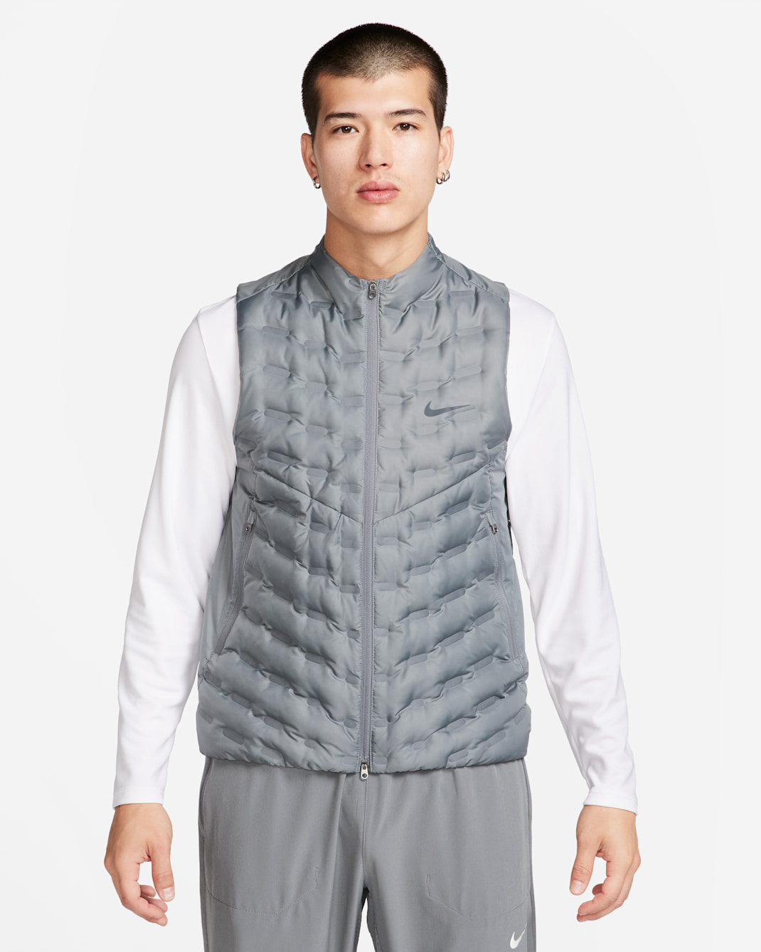 Chaleco de running con plumón para hombre Nike Therma-FIT ADV Repel AeroLoft - Gris humo