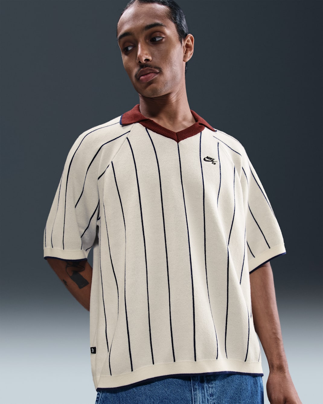 Nike SB Short-Sleeved Polo Skate Jumper - Sail/Midnight Navy/Dark Team Red