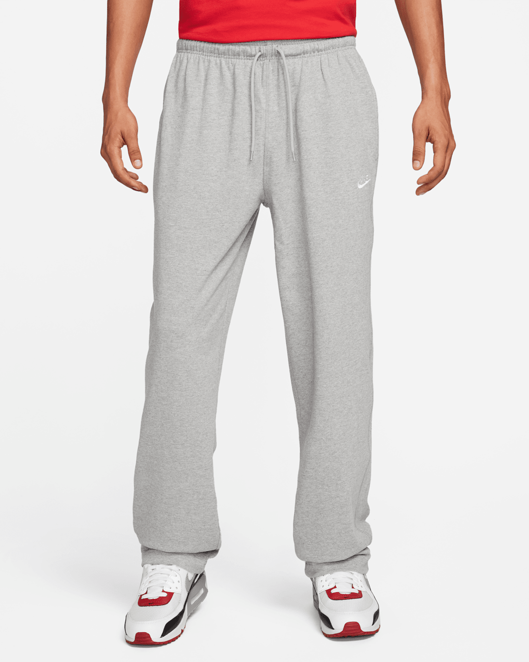 Nike Sportswear Club Men's Knit Open-Hem Pants - Dark Grey Heather/White
