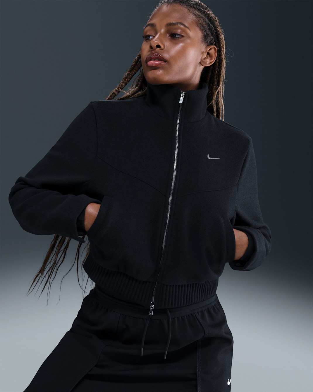 Chamarra entallada para mujer Nike Sportswear Windrunner - Negro/Antracita