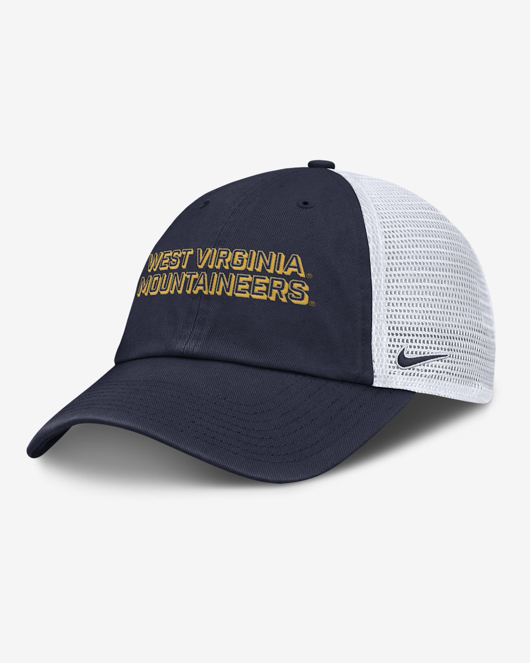 Gorra universitaria Nike ajustable para hombre West Virginia On-Field Club Gameday - Azul marino