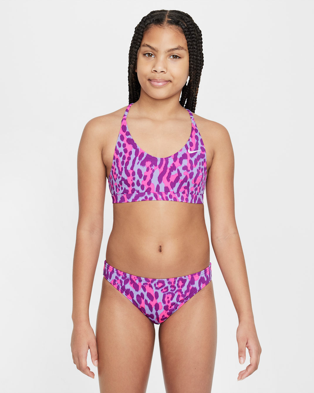 Nike Swim Conjunto de bikini con cordones para niña talla grande - Morado vivo