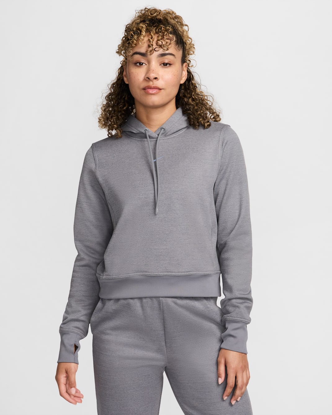 Nike Therma-FIT One Women's Pullover Hoodie - Carbon Heather/White