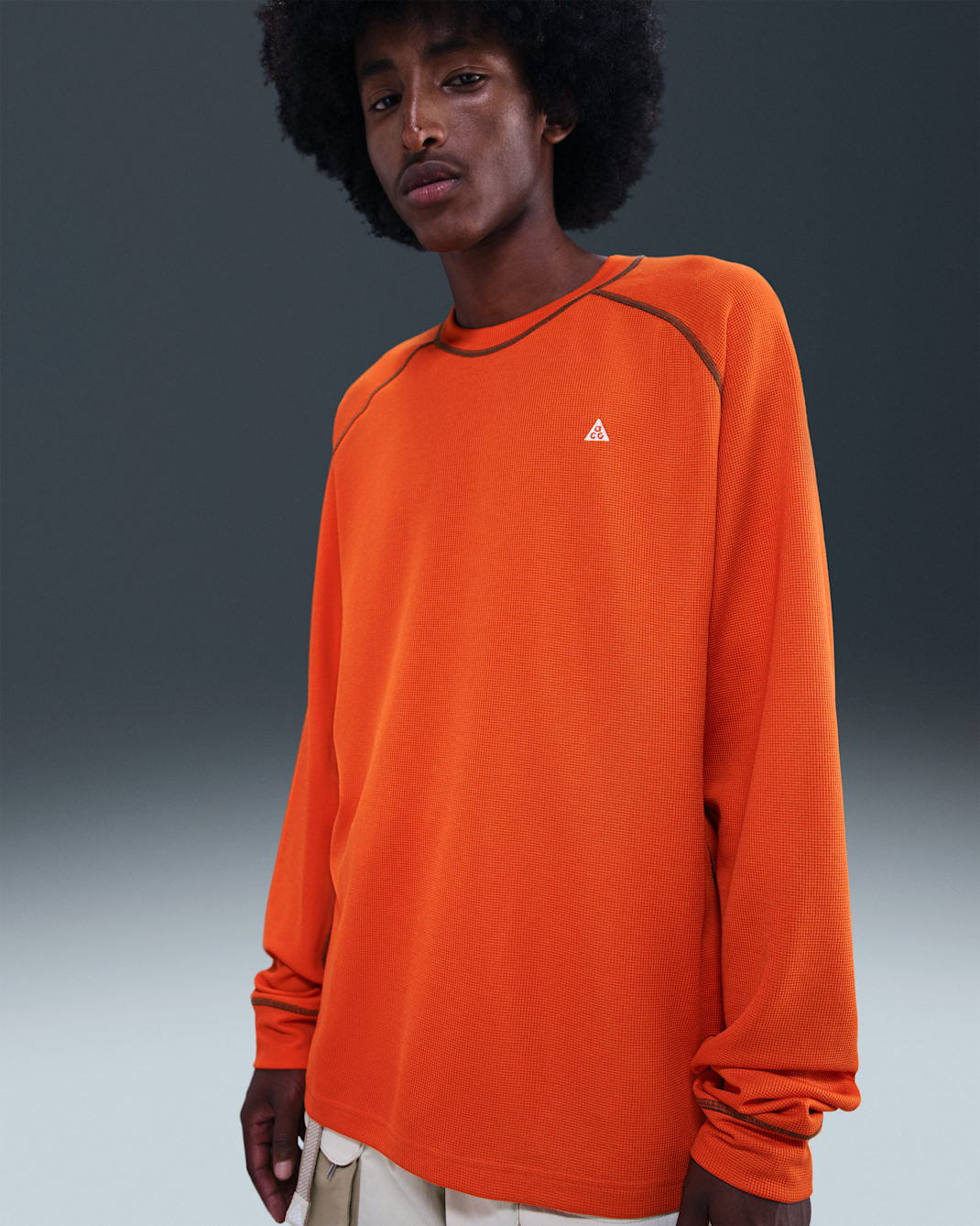 Nike ACG "Chinati" Men's Dri-FIT ADV Long-Sleeve Top - Safety Orange/Mosswood Brown/Summit White