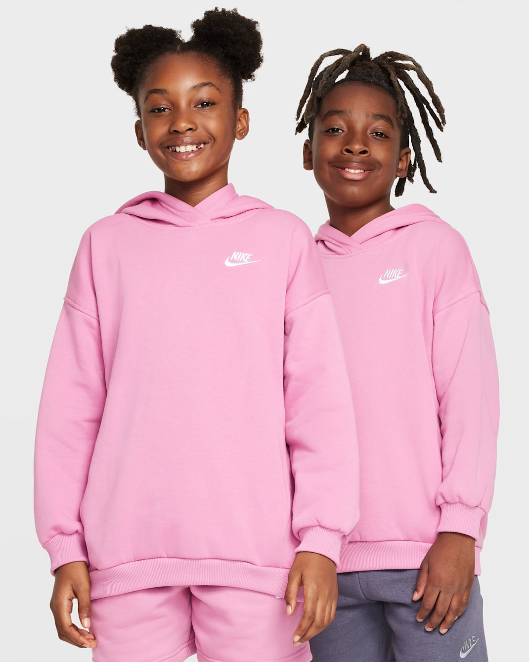 Nike Sportswear Club Fleece Big Kids' Oversized Pullover Hoodie - Magic Flamingo/White
