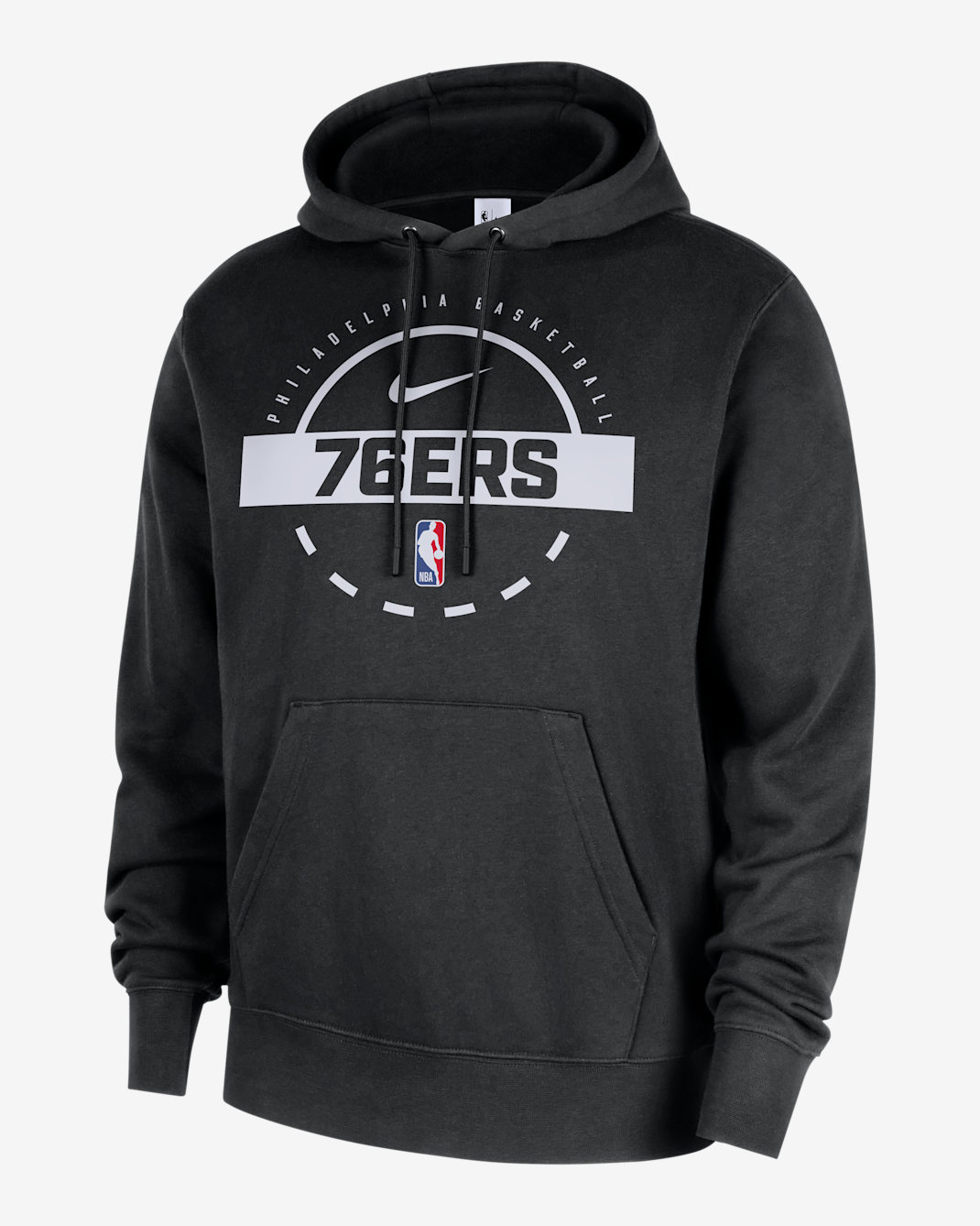 Philadelphia 76ers Club Men's Nike NBA Practice Pullover Hoodie - Black/White