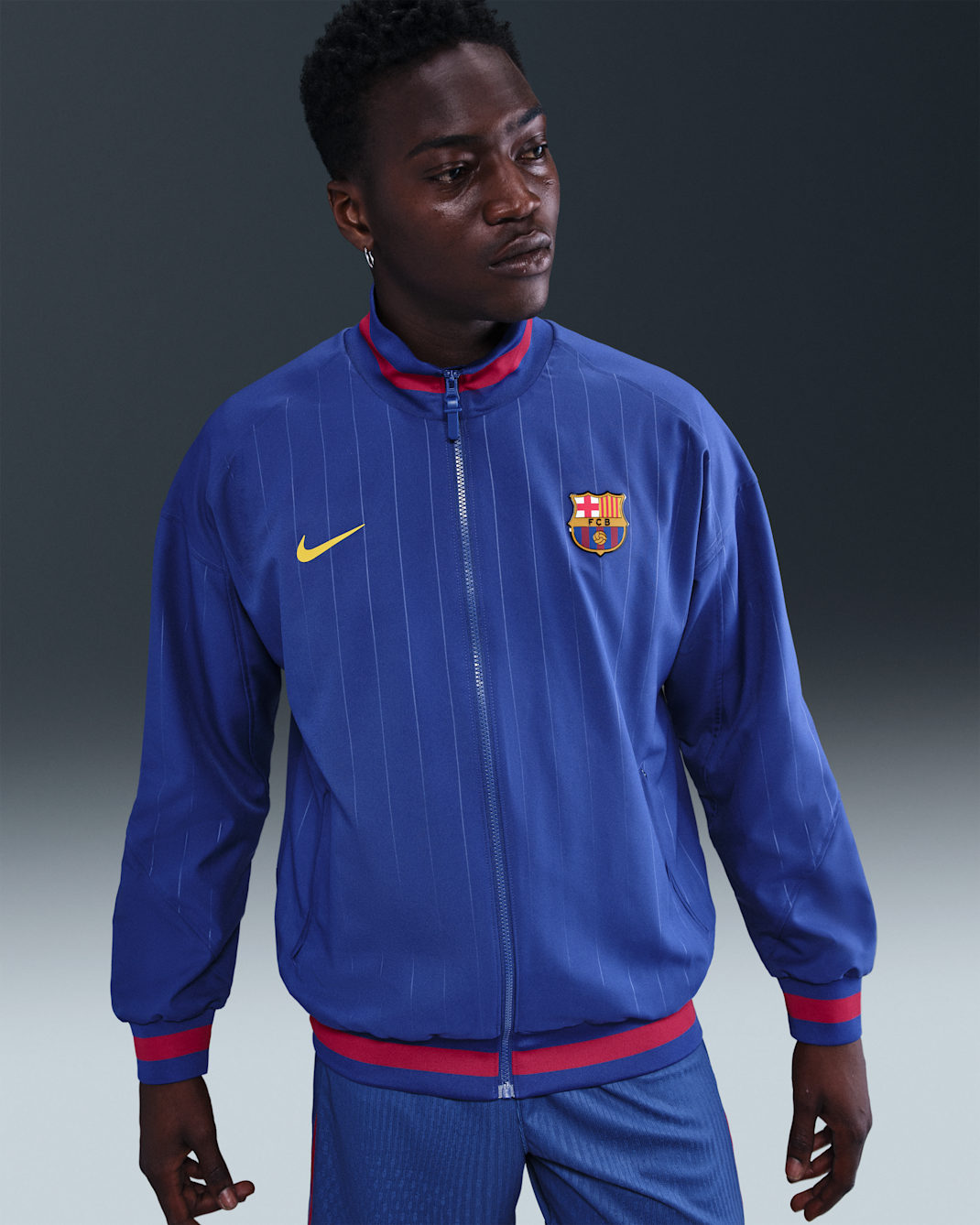 FC Barcelona Strike Home Men's Nike Dri-FIT Soccer Anthem Jacket - Deep Royal Blue/Noble Red/Midwest Gold