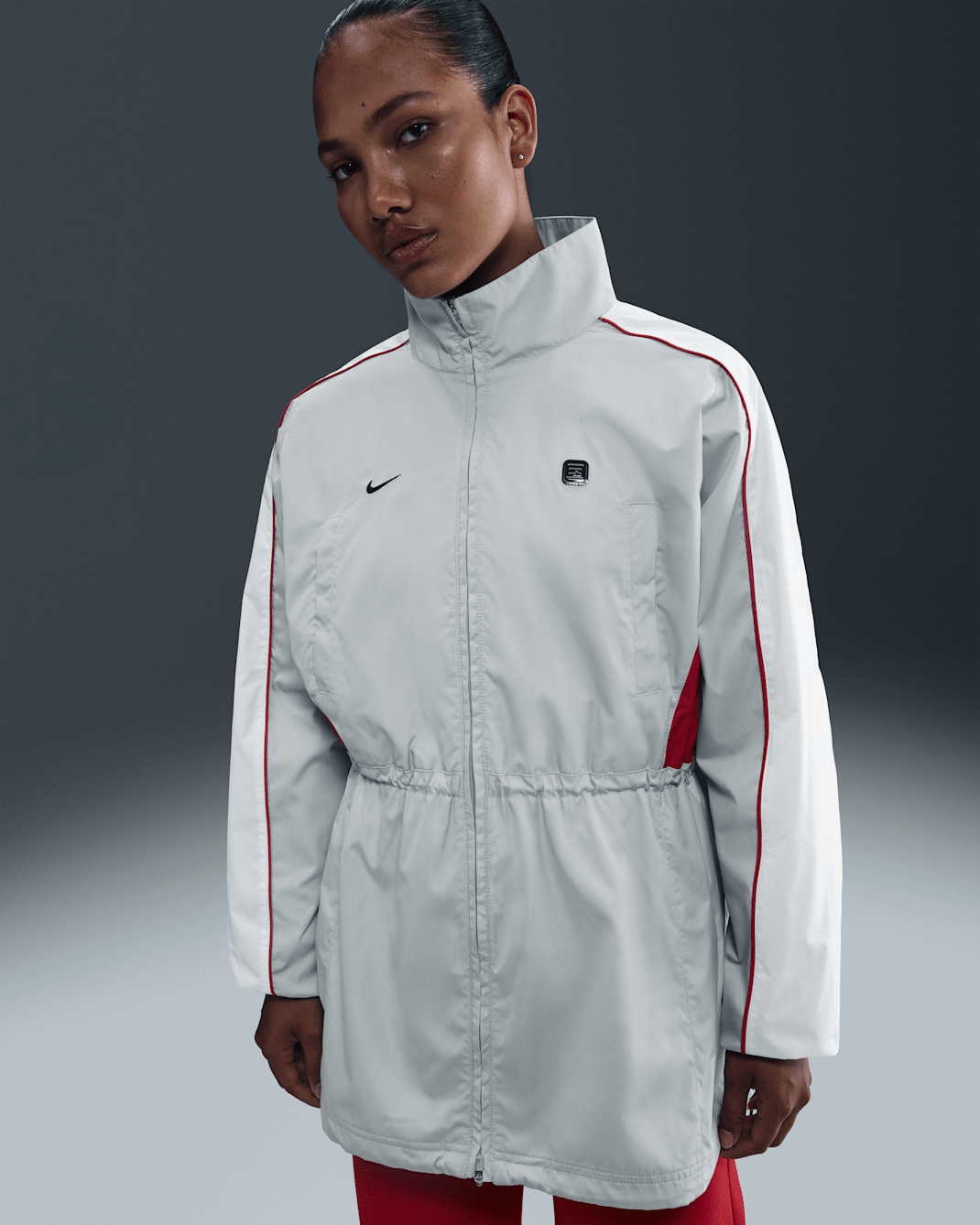 Nike Sportswear Shox Women's Woven Jacket - Grey Fog/White/University Red