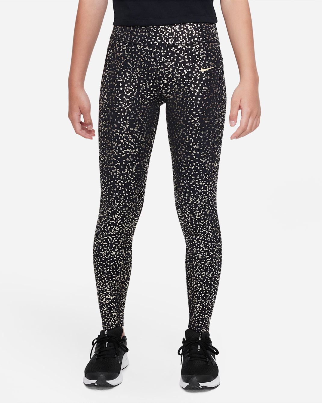 Nike Dri-FIT One Older Kids' (Girls') Leggings - Black/Metallic Gold