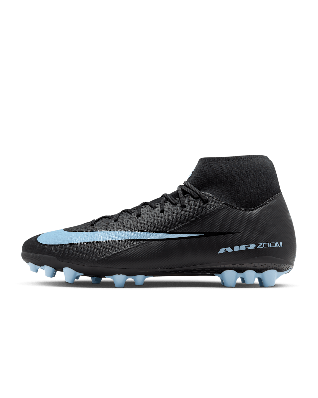 Nike Mercurial Superfly 10 Academy Artificial-Grass High-Top Football Boot - Black/Ice Blue