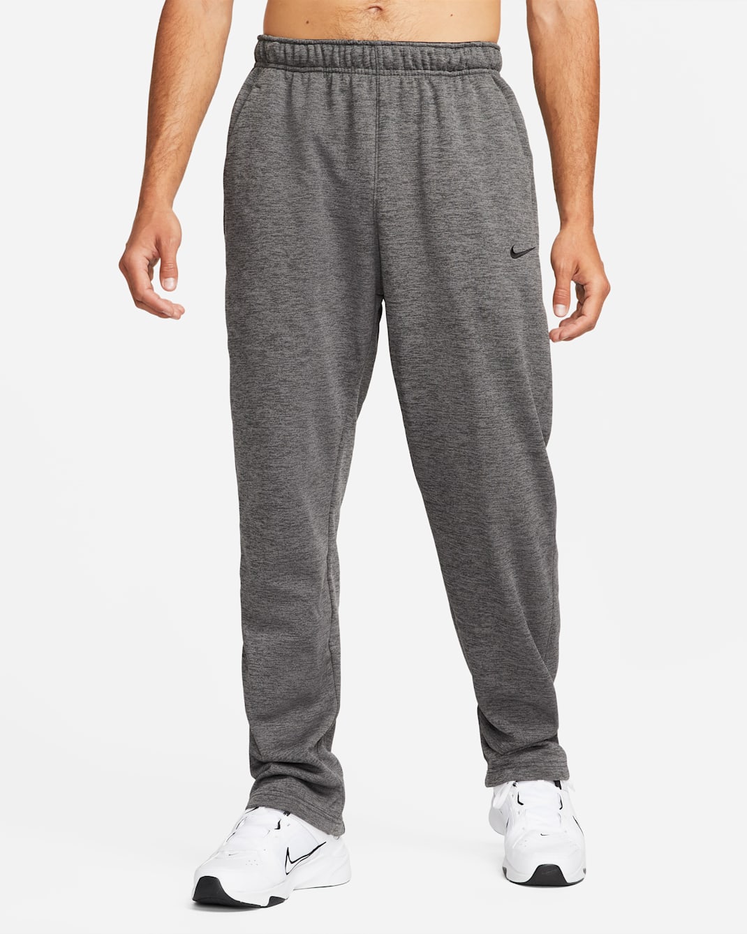 Pants de fitness con dobladillo abierto Therma-FIT para hombre Nike Therma - Carbón jaspeado/Gris humo oscuro/Negro