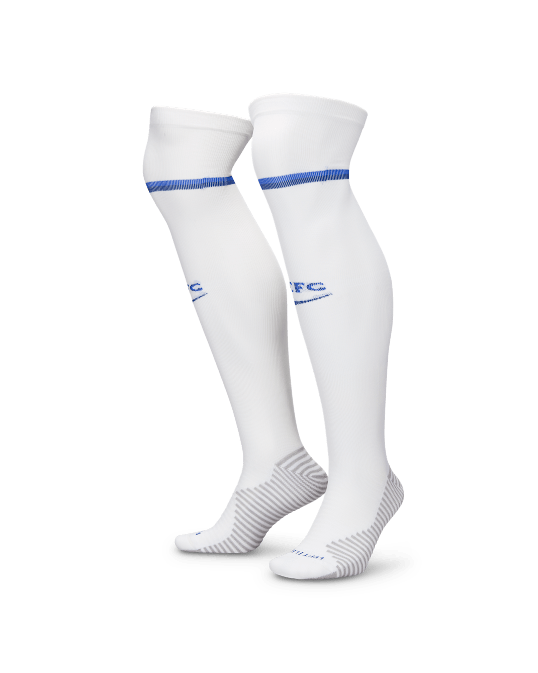 Chelsea F.C. Strike Home Nike Dri-FIT Football Knee-High Socks - White/Hyper Royal/Rush Blue/Rush Blue