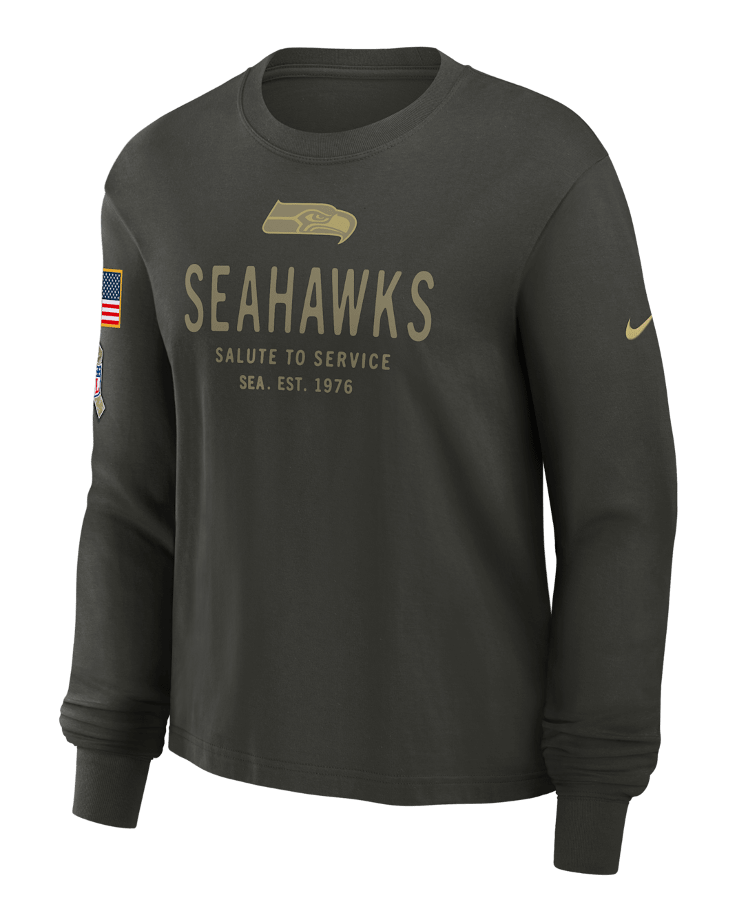 Seattle Seahawks Salute to Service Sideline Women's Nike Dri-FIT NFL Long-Sleeve T-Shirt - Olive