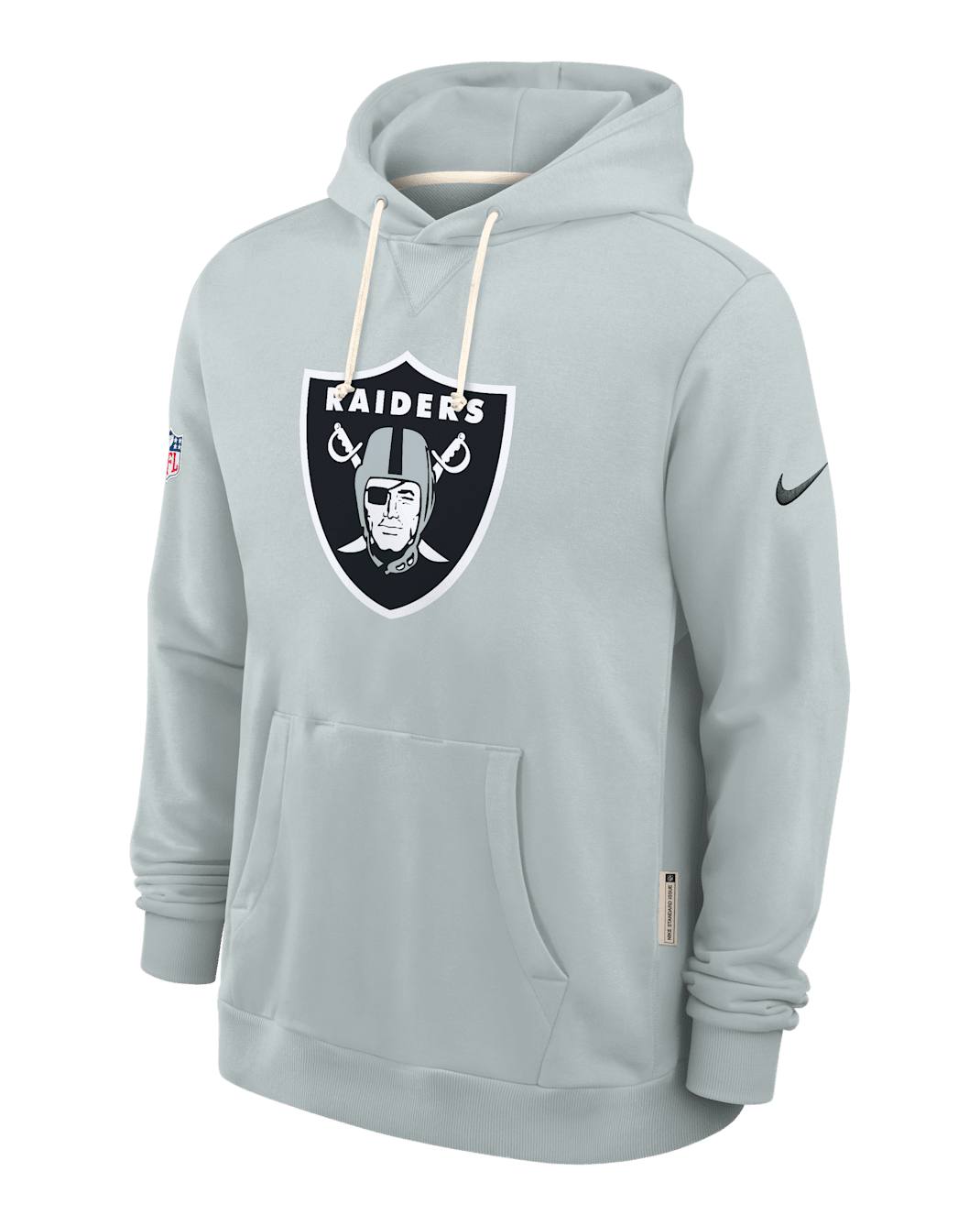 Las Vegas Raiders Initial Home Sideline Men's Nike Dri-FIT NFL Pullover Hoodie - Silver