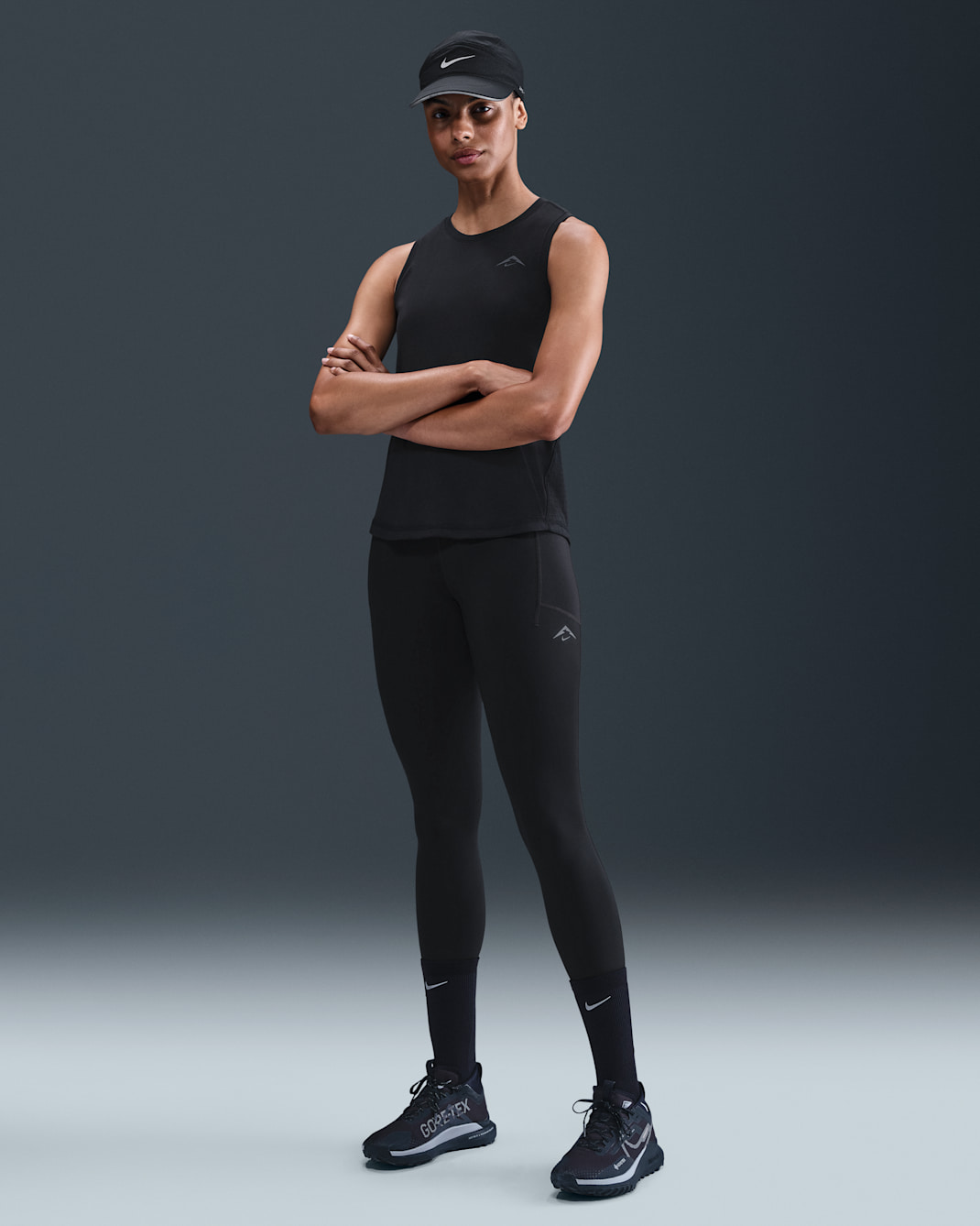 Nike Trail Leggings de 7/8 y talle alto de running - Mujer - Negro/Negro