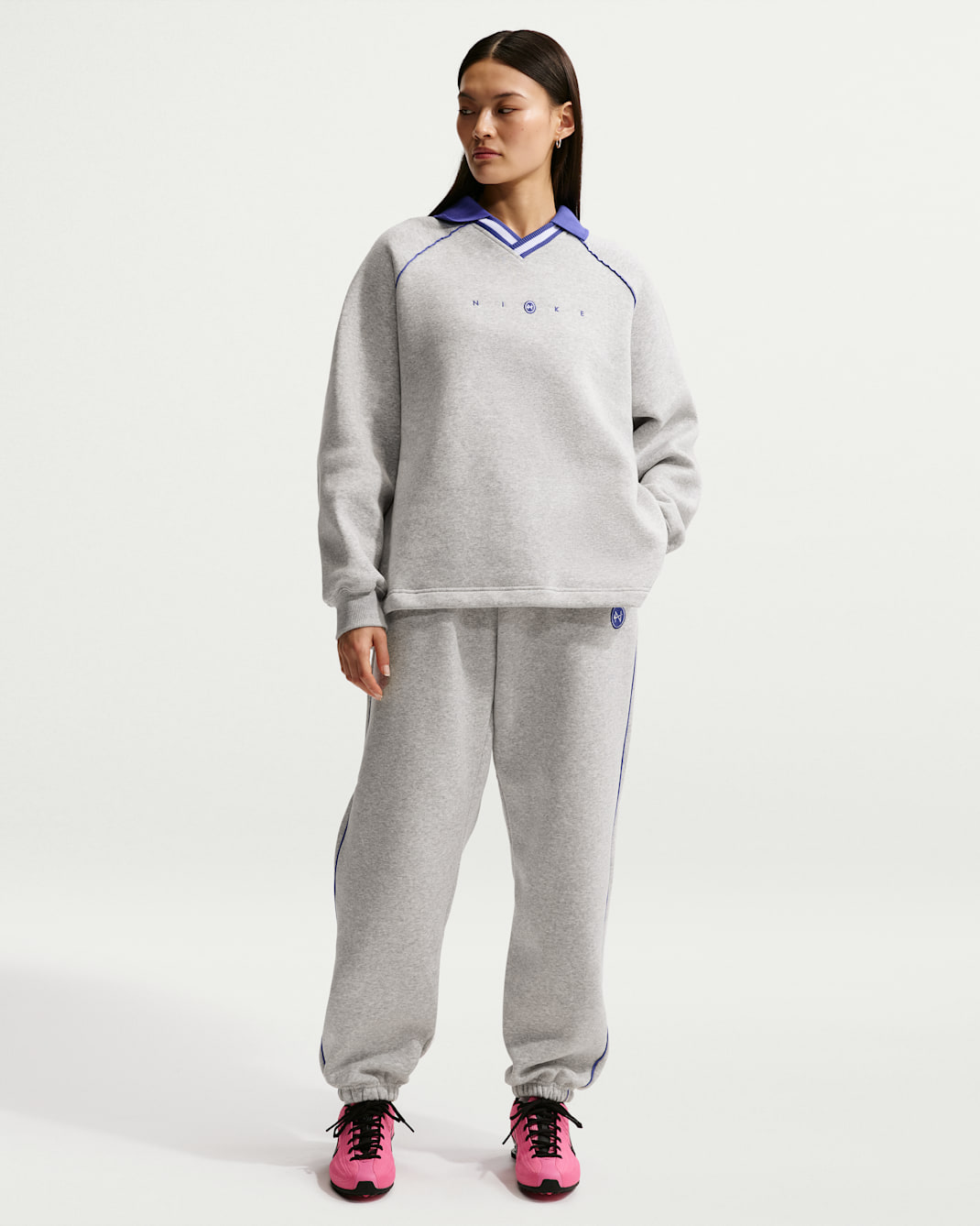 Pantalon oversize à taille haute Nike Sportswear Phoenix Fleece pour femme - Pure Platinum/Heather/Lapis