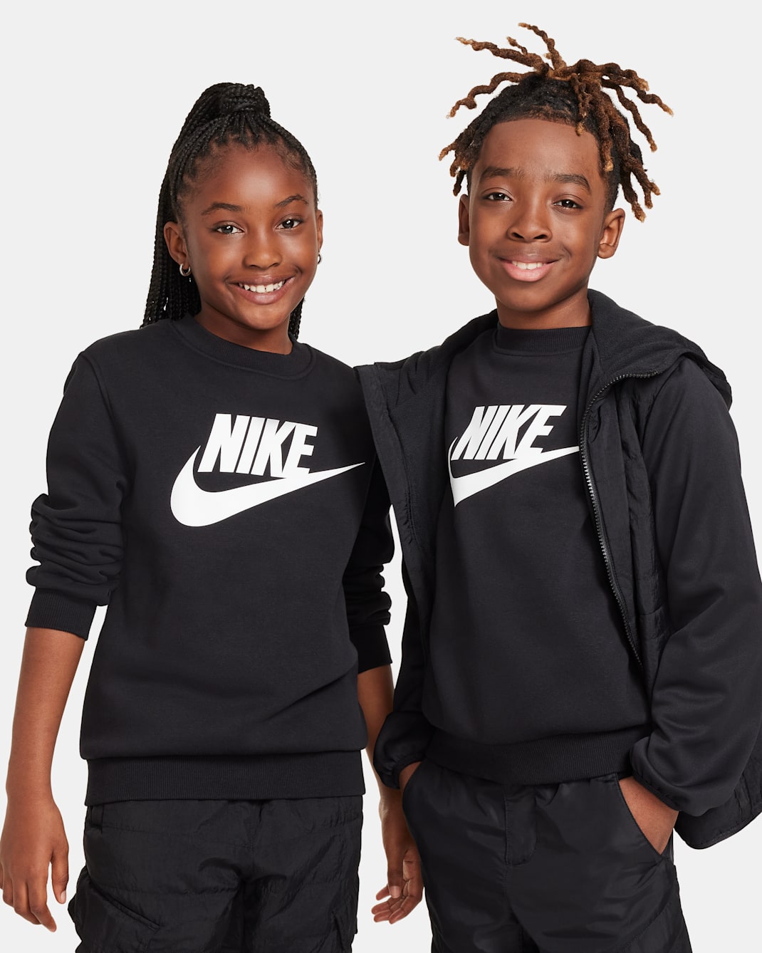 Nike Sportswear Club Fleece Big Kids' Sweatshirt - Black/White