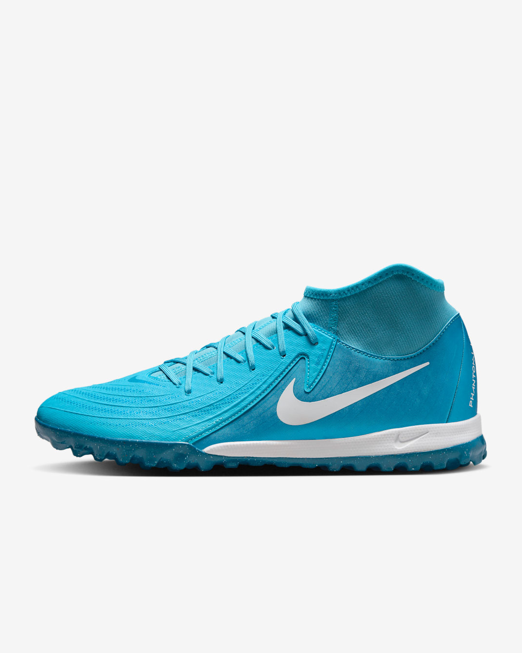 Tacos de fútbol para pasto sintético (turf) de corte high Nike Phantom Luna 2 Academy - Azul furia/Blanco