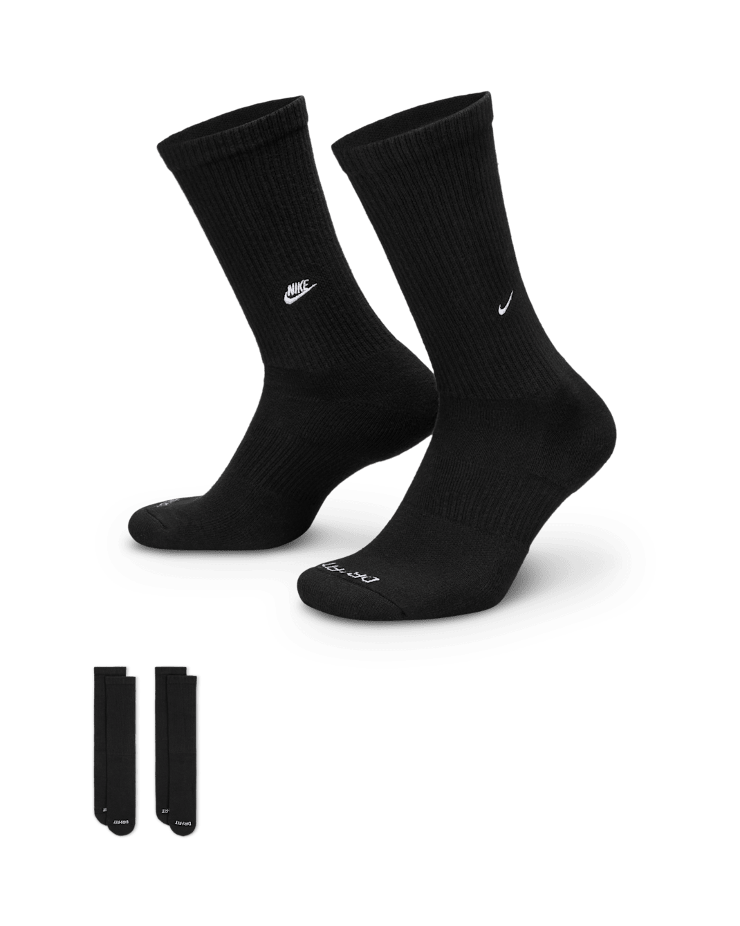 Nike Everyday Cushioned Crew Socks (2 Pairs) - Black/White
