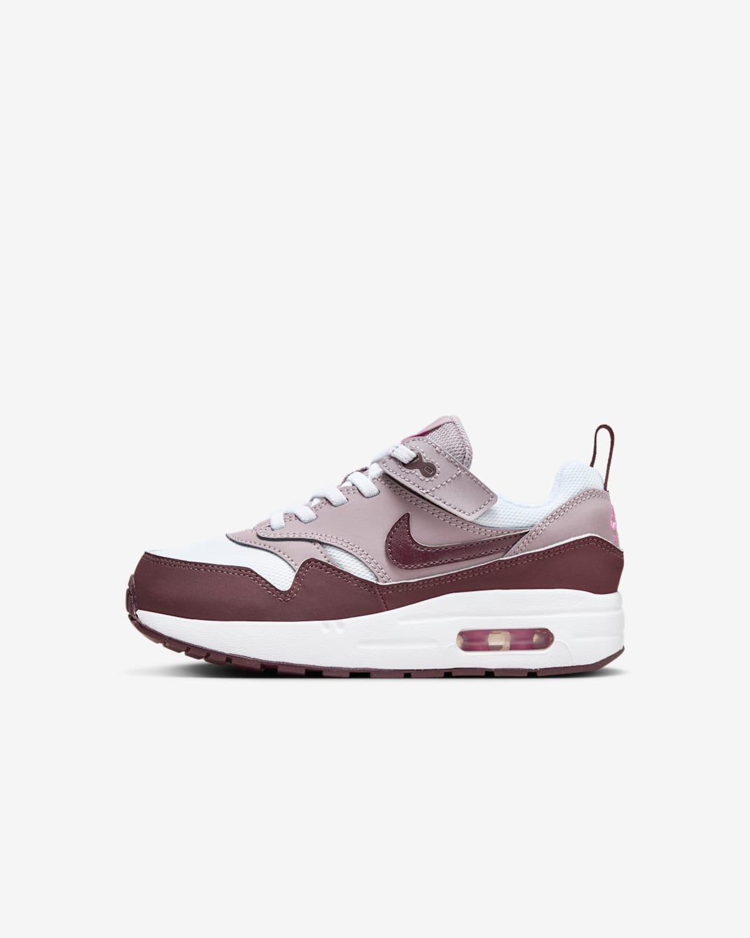 Nike Air Max 1 EasyOn Little Kids' Shoes - White/Light Violet Ore/Playful Pink/Burgundy Crush