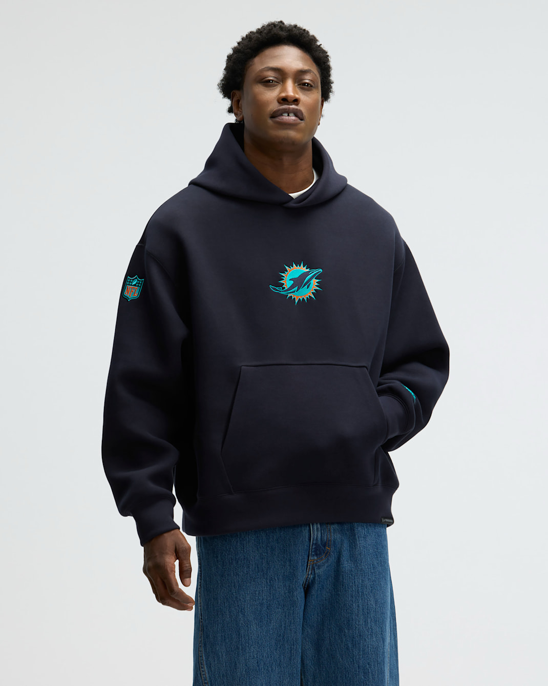 Miami Dolphins Rivalries Collection Oversized Tech Fleece Men's Nike NFL Pullover Hoodie - Navy